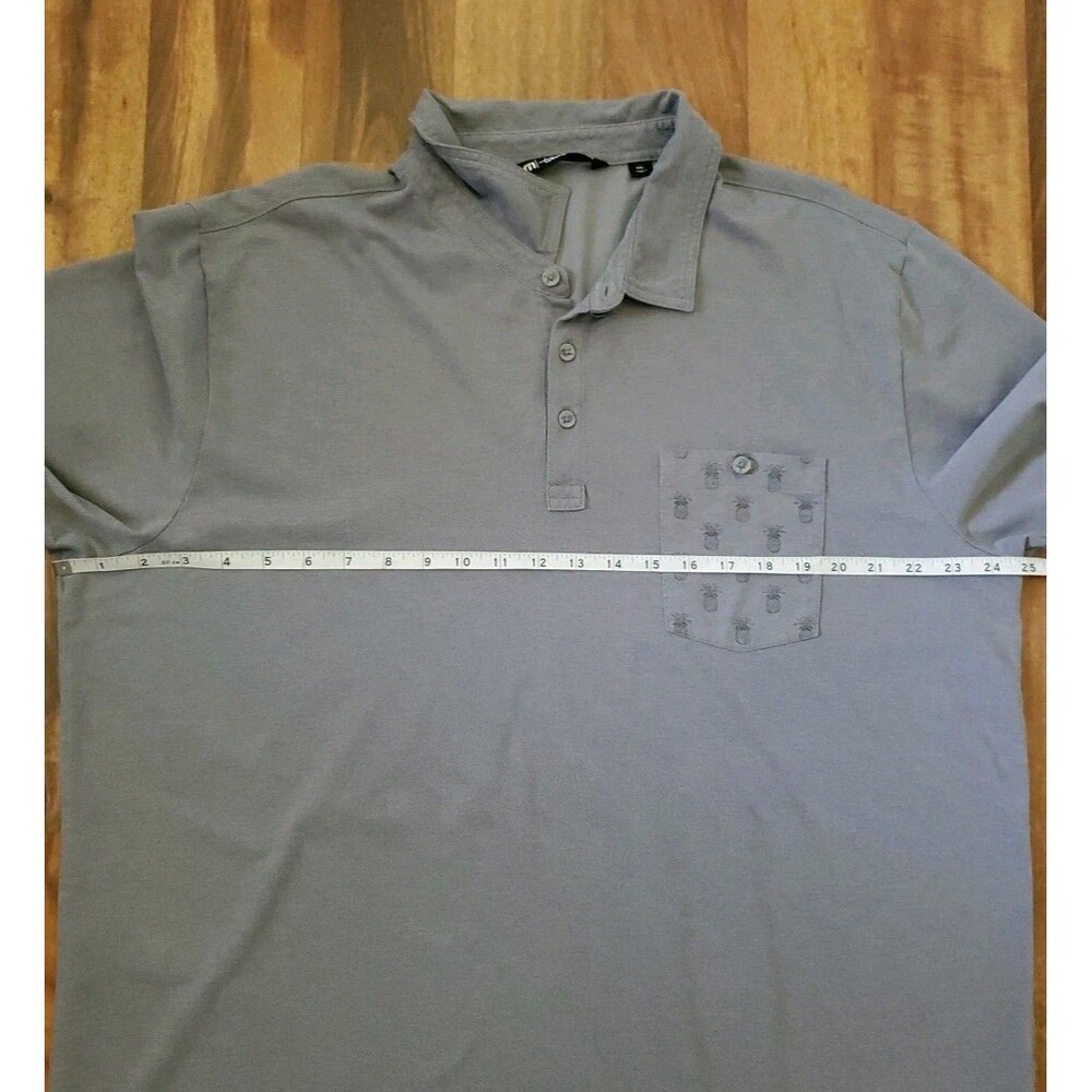 Travis Mathew Polo Shirt Mens XXL Gray Pineapple Pocket Golf Sports Preppy - Picture 13 of 14
